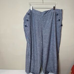 Lane Bryant Cropped Pants NWOT Linen/rayon Wide Leg size 26